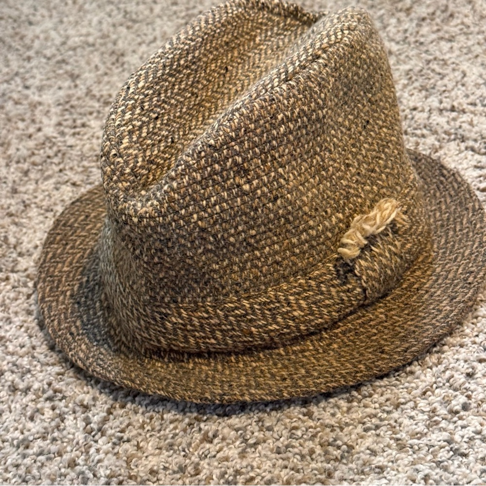 Vintage Donegal Tweed Ireland Walking Hat Bucket Handwoven Wool - 7 1/2
